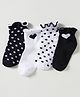 Honeyhap Premium Cotton Knit Ankle Length Socks with Polka Dot & Heart Design Pack of 4 - White & Black
