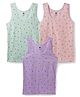 Simply Sinker Knit Sleeveless Slips With Floral Print Pack Of 3 - Lilac Mint & Pink