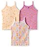 Simply Sinker Knit Sleeveless Slips With Floral Print Pack Of 3 - Pink Peach & White