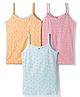 Simply Sinker Knit Sleeveless Slips With Animal Print Pack Of 3 - Pink Peach & Light Blue