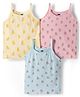 Simply Sinker Knit Sleeveless Fruits Printed Slips Pack Of 3 - Light Yellow Aqua Blue & Baby Pink