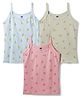 Simply Sinker Knit Sleeveless Slips With Fruits Print Pack Of 3 - Pink Light Blue & Mint