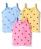 Simply Sinker Knit Sleeveless Slips With Strawberry Print Pack Of 3 - Pink Light Blue & Yellow