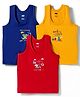 Simply Sinker Knit Sleeveless Vests With Vehicle Print Pack of 3 - Navy Blue Red & Yellow