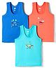 Simply Sinker Knit Sleeveless Vests With Vehicle Print Pack Of 3 - Blue Coral & Aqua