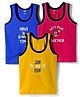 Simply Sinker Knit Sleeveless Vests With Text Print Pack Of 3 - Burgandy Royal Blue & Mustard