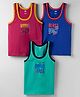 Simply Sinker Knit Sleeveless Vest With Text Print Pack Of 3 - Royal Blue Burgandy & Turquoise