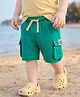 Babyoye 100% Cotton Knit Shorts With Text Badge - Green