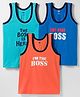 Simply Sinker Knit Sleeveless Vests With Vehicle Print Pack Of 3 - Royal Blue Aqua & Orange