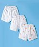 Simply Sinker Knit Shorts with Animal Print Pack of 3 - White