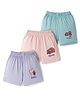 Simply Sinker Knit Shorts With Animal Print Pack Of 3 - Peach Light Blue & Purple