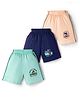 Simply Sinker Knit Short With Text Print Pack Of 3 - Navy Blue Sea Green & Peach