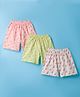 Simply Sinker Knit Shorts With Fruits Print Pack Of 3 - Lime Green White & Pink