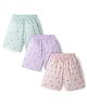 Simply Sinker Knit Shorts With Floral Print Pack Of 3 - Purple Sea Green & Pink