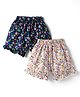 Simply Sinker Knit Shorts With Floral Print Pack Of 2 - Blue & White