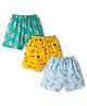 Simply Sinker Knit Shorts With Dino Print Pack Of 3 - Yellow Light Blue & Green