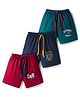 Simply Sinker Knit Shorts with Text Print Pack of 3 - Teal Blue Dark Red & Navy Blue