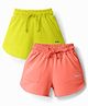 Simply Sinker Knit Shorts With Text Badge Pack Of 2 - Peach & Green