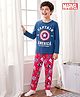 Honeyhap Marvel Single Jersey Knit Full Sleeves Night Suit With Captain America - Navy Blue