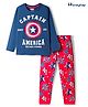 Honeyhap Marvel Single Jersey Knit Full Sleeves Night Suit With Captain America - Navy Blue