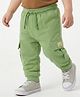 Babyoye 100% Cotton Knit Full Length Lounge Pant With Text Badge - Olive Green