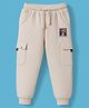 Babyoye 100% Cotton Full Length Solid Coloured Lounge Pants With Patch - Beige