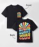 Kookie Kids Single Jersey Knit Drop Shoulder Half Sleeves T-Shirt with Text Graphic - Black