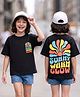 Kookie Kids Single Jersey Knit Drop Shoulder Half Sleeves T-Shirt with Text Graphic - Black