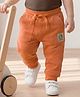Babyoye 100% Cotton Knit Full Length Lounge Pant with Patch Detailing - Rust Orange