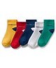Honeyhap Premium Cotton Bamboo Spandex Knit Ankle Length Socks with Bio Finish & Text Design Pack of 5 -  Lt. Grey Melange Navy Peony High Risk Red Golden Haze & Cadmium