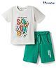 Honeyhap Premium  100% Cotton Single Knit Half Sleeves T-Shirt & Shorts Night Suit With Bio Finish & Basketball Forever Print - Bright White & Mint Leaf