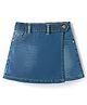 Primo Gino Woven Knee Length Washed Denim Skort - Blue