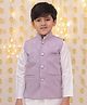 BownBee Velvet Woven Sleeveless Floral Printed Nehru Jacket - Lilac