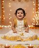 BownBee Pure Cotton Woven Frill Sleeves Checked Lehenga Choli Set - Off White