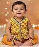 BownBee Pure Cotton Woven Sleeveless Giraffe Printed Kurti Dhoti Set - Yellow