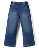 Primo Gino Woven Full Length Washed Wide Legged  Jeans with Patch Pockets - Navy Blue