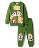 Babyhug Disney Single Jersey Knit Full Sleeves T-Shirt & Lounge Pant Set With Chip N Dale Graphic - Olive Green