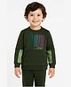 Sportking Cotton Blend Knit Full Sleeves Abstract Printed Light Winter Sweatshirt - Green