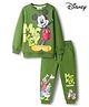Babyhug Disney Single Jersey Knit Full Sleeves T-Shirt & Track Pant Set With Mickey & Friends Graphics - Olive Green