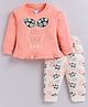 Nottie Planet Cotton Knit Full Sleeves Like Cute Baby Text Printed Top & Pant Set - Coral