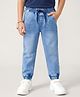 Primo Gino Woven Full Length Washed Tapered Joggers - Light Blue
