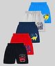 KUCHIPOO Pack Of 5 Cotton Knit Animals & Typography Printed Shorts - Multi Colour