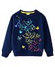 KUCHIPOO Fleece Knit Full Sleeves Butterflies Printed Winter Sweatshirt - Multi Colour