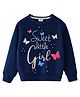 KUCHIPOO Fleece Knit Full Sleeves Sweet Little Girl Text Printed Winter Sweatshirt - Multi Colour