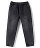Primo Gino Woven Full Length Washed Jogger Jeans With Side Patch Pockets - Charcoal Grey