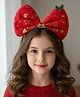 Ziory Christmas Theme Bow Applique Detailed Merry Christmas Designed Hairband - Red