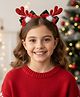 Ziory Christmas Theme Bow & Deer Antler Applique Detailed Hair Band - Red