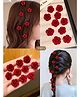 Ziory Set Of 10 Rose Designed Hair Clips - Red