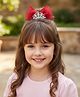 Ziory Bow Applique Detailed Stones Embellished Crown Designed Hair Clip - Red