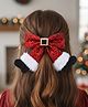Ziory Christmas Theme Bow & Santa Legs Designed Sequins Embellished Hair Clip - Red